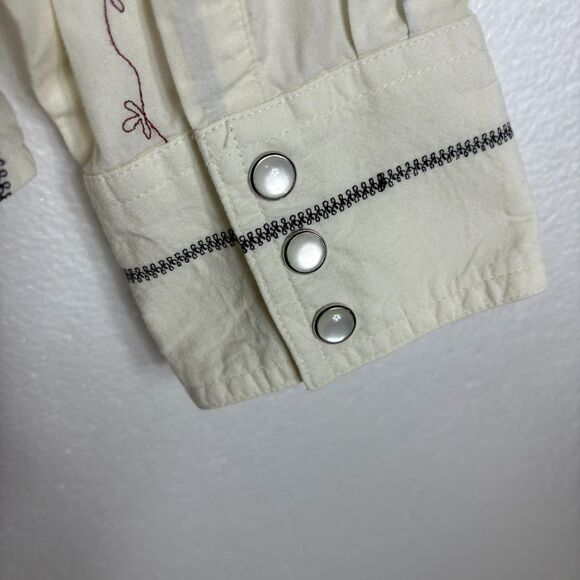 Natural Reflections Top Womens L Floral Stripe Pearl Snap Western Cowgirl Blouse - Picture 4 of 13